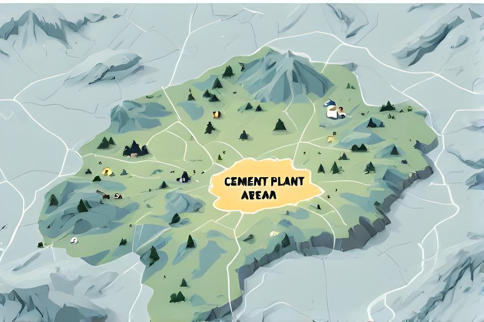 Mapa ilustrado de El Bolsón con la planta cementera marcada cerca de Weber